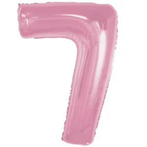Folijas balons 92cm XXL - cipars 7, rozā, gaiši, maigi