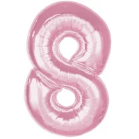 Folijas balons 92cm XXL - cipars 8, rozā, gaiši, maigi