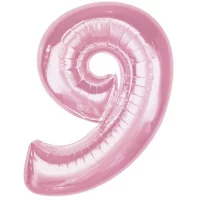 Folijas balons 92cm XXL - cipars 9, rozā, gaiši, maigi