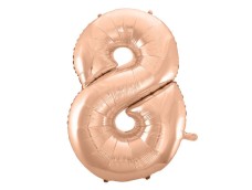 Folijas balons 92cm XXL - cipars 8, zelta, rozā
