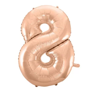 Folijas balons 92cm XXL - cipars 8, zelta, rozā