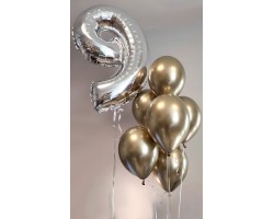 Cipars XXL un sešu hroma balonu pušķis Cipars XXL un sešu hroma balonu pušķis