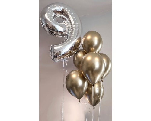 Cipars XXL un sešu hroma balonu pušķis