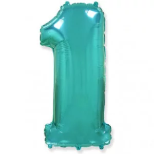 Folijas balons 96cm XXL - cipars 1, tiffany, Flexmetal Folijas balons 96cm XXL - cipars 1, tiffany, Flexmetal