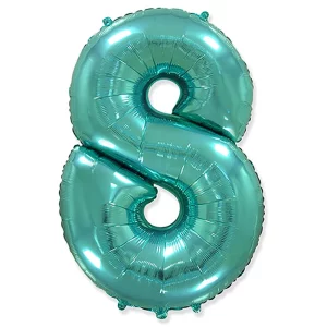 Folijas balons 96cm XXL - cipars 8 tiffany, Flexmetal Folijas balons 96cm XXL - cipars 8 tiffany, Flexmetal