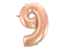 Folijas balons 92cm XXL - cipars 9, zelta, rozā Folijas balons 92cm XXL - cipars 9, zelta, rozā