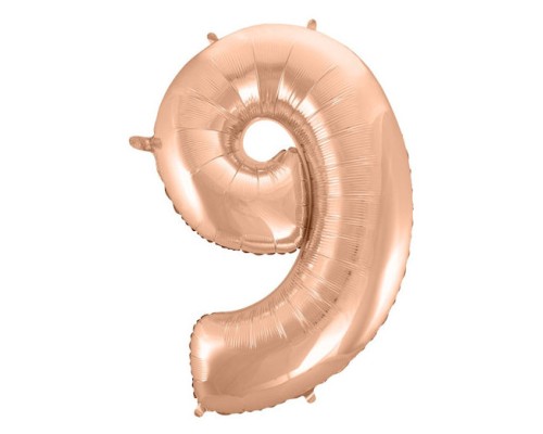 Folijas balons 92cm XXL - cipars 9, zelta, rozā Folijas balons 92cm XXL - cipars 9, zelta, rozā