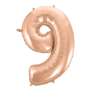 Folijas balons 92cm XXL - cipars 9, zelta, rozā Folijas balons 92cm XXL - cipars 9, zelta, rozā