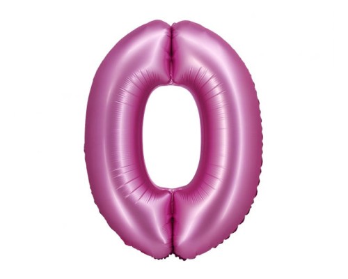 Folijas balons 76cm L - cipars 0, rozā, satīna