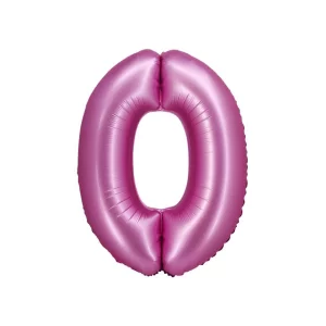 Folijas balons 76cm L - cipars 0, rozā, satīna Folijas balons 76cm L - cipars 0, rozā, satīna