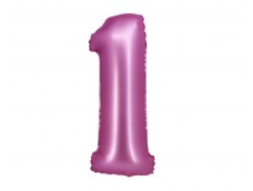Folijas balons 76cm XL - cipars 1, rozā, satīna