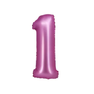 Folijas balons 76cm L - cipars 1, rozā, satīna