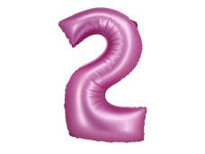 Folijas balons 76cm XL - cipars 2, rozā, satīna