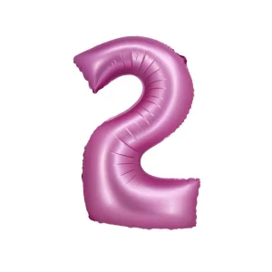 Folijas balons 76cm L - cipars 2, rozā, satīna Folijas balons 76cm L - cipars 2, rozā, satīna
