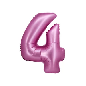 Folijas balons 76cm L - cipars 4, rozā, satīna Folijas balons 76cm L - cipars 4, rozā, satīna