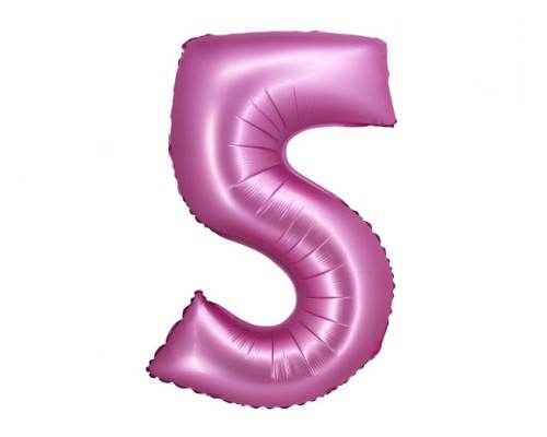 Folijas balons 76cm L - cipars 5, rozā, satīna