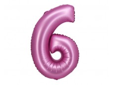 Folijas balons 76cm XL - cipars 6, rozā, satīna