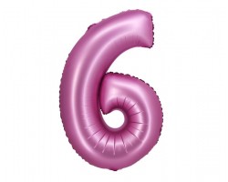Folijas balons 76cm L - cipars 6, rozā, satīna Folijas balons 76cm L - cipars 6, rozā, satīna