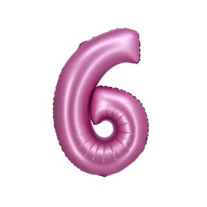 Folijas balons 76cm L - cipars 6, rozā, satīna Folijas balons 76cm L - cipars 6, rozā, satīna