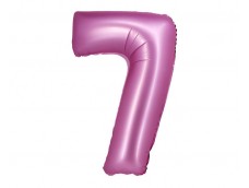 Folijas balons 76cm XL - cipars 7, rozā, satīna