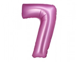 Folijas balons 76cm L - cipars 7, rozā, satīna