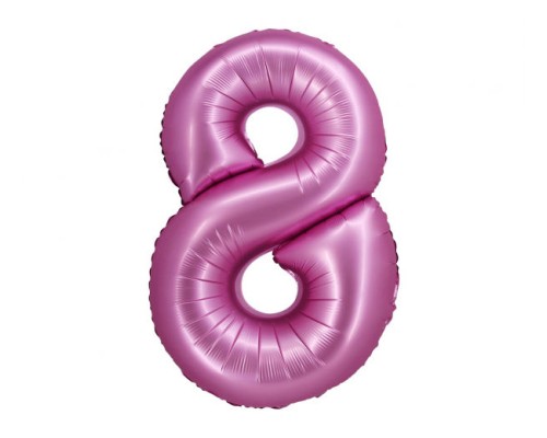 Folijas balons 76cm L - cipars 8, rozā, satīna