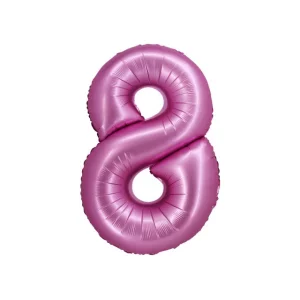 Folijas balons 76cm L - cipars 8, rozā, satīna