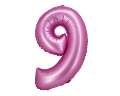 Folijas balons 76cm L - cipars 9, rozā, satīna