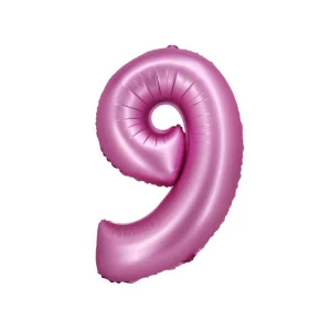 Folijas balons 76cm L - cipars 9, rozā, satīna Folijas balons 76cm L - cipars 9, rozā, satīna