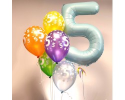 Cipars XL  un piecu apdrukas balonu pušķis Cipars XL  un piecu apdrukas balonu pušķis