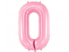Folijas balons 86cm XL - cipars 0, rozā, gaiši