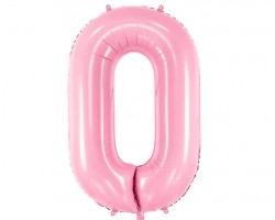 Folijas balons 86cm XL - cipars 0, rozā, gaiši