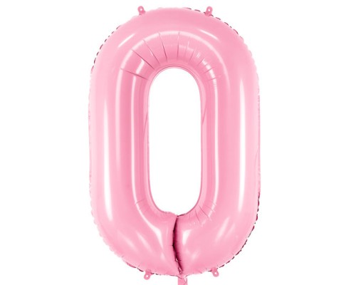 Folijas balons 86cm XL - cipars 0, rozā, gai&scaron;i