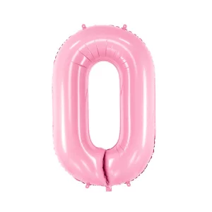 Folijas balons 86cm XL - cipars 0, rozā, gaiši Folijas balons 86cm XL - cipars 0, rozā, gaiši