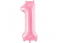 Folijas balons 86cm XL - cipars 1, rozā, gaiši