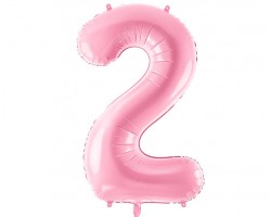Folijas balons 86cm XL - cipars 2, rozā, gaiši Folijas balons 86cm XL - cipars 2, rozā, gaiši