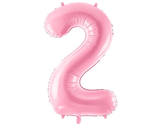 Folijas balons 86cm XL - cipars 2, rozā, gai&scaron;i