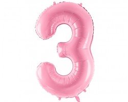 Folijas balons 86cm XL - cipars 3, rozā, gaiši