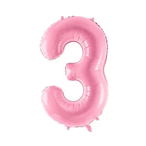 Folijas balons 86cm XL - cipars 3, rozā, gaiši Folijas balons 86cm XL - cipars 3, rozā, gaiši