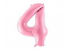 Folijas balons 86cm XL - cipars 4, rozā, gaiši