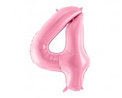 Folijas balons 86cm XL - cipars 4, rozā, gaiši