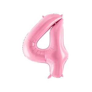 Folijas balons 86cm XL - cipars 4, rozā, gaiši Folijas balons 86cm XL - cipars 4, rozā, gaiši