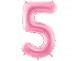 Folijas balons 86cm XL - cipars 5, rozā, gaiši