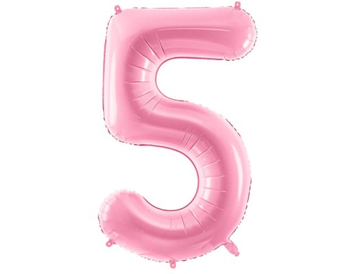 Folijas balons 86cm XL - cipars 5, rozā, gai&scaron;i