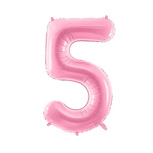 Folijas balons 86cm XL - cipars 5, rozā, gaiši Folijas balons 86cm XL - cipars 5, rozā, gaiši