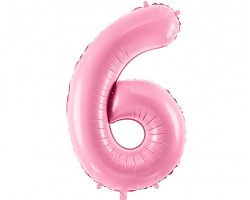 Folijas balons 86cm XL - cipars 6, rozā, gaiši Folijas balons 86cm XL - cipars 6, rozā, gaiši