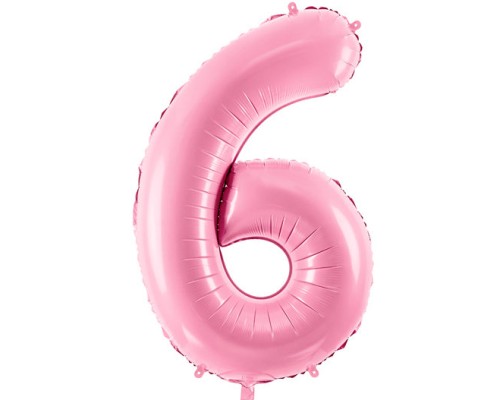 Folijas balons 86cm XL - cipars 6, rozā, gai&scaron;i