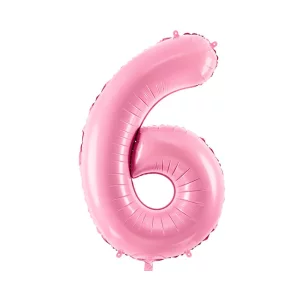 Folijas balons 86cm XL - cipars 6, rozā, gaiši Folijas balons 86cm XL - cipars 6, rozā, gaiši