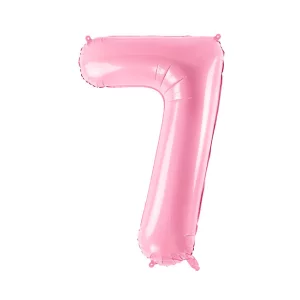 Folijas balons 86cm XL - cipars 7, rozā, gaiši Folijas balons 86cm XL - cipars 7, rozā, gaiši