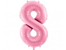 Folijas balons 86cm XL - cipars 8, rozā, gaiši